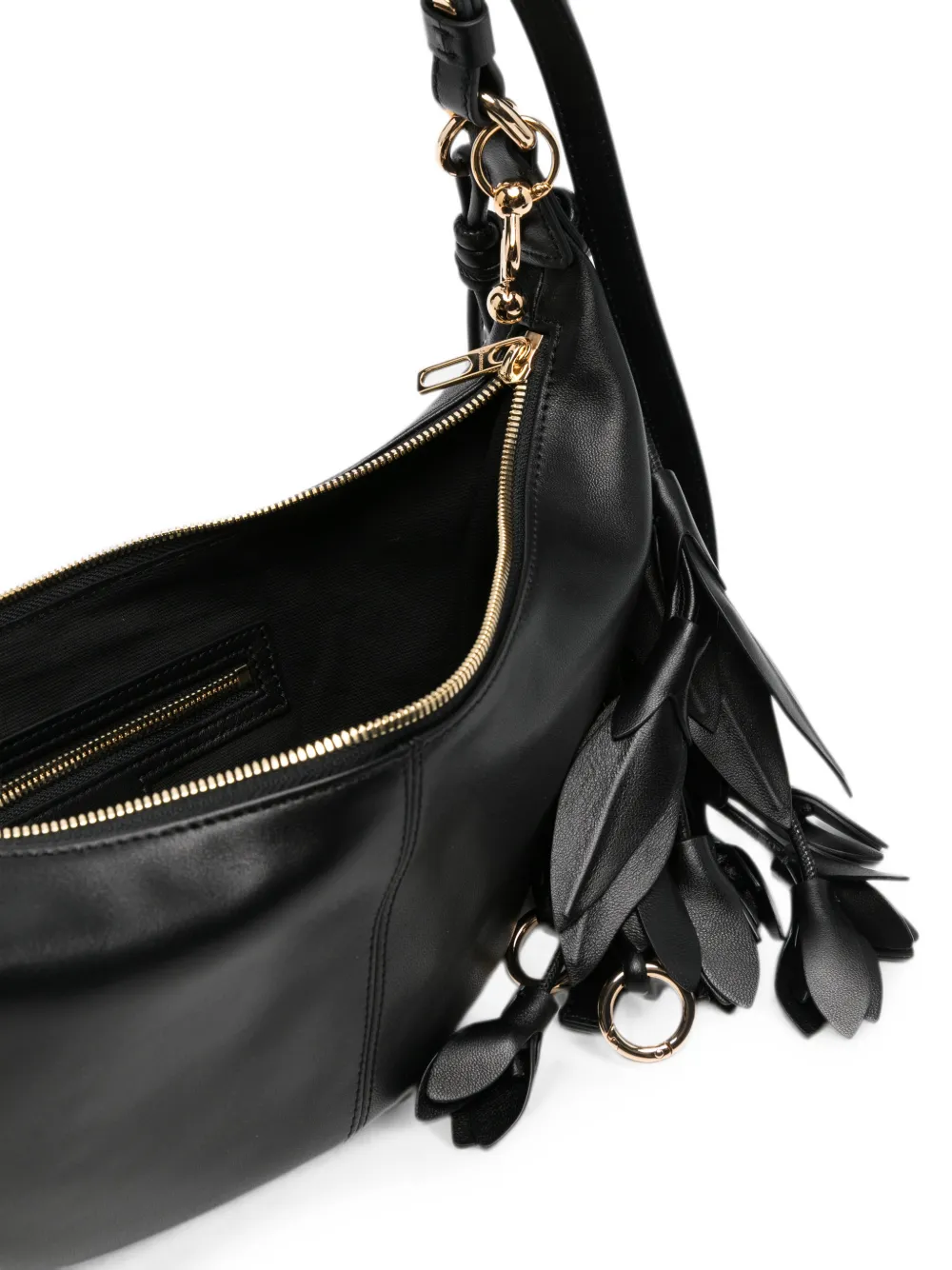 Sportmax Tassel-detail Leather Shoulder Bag in Black, view 5