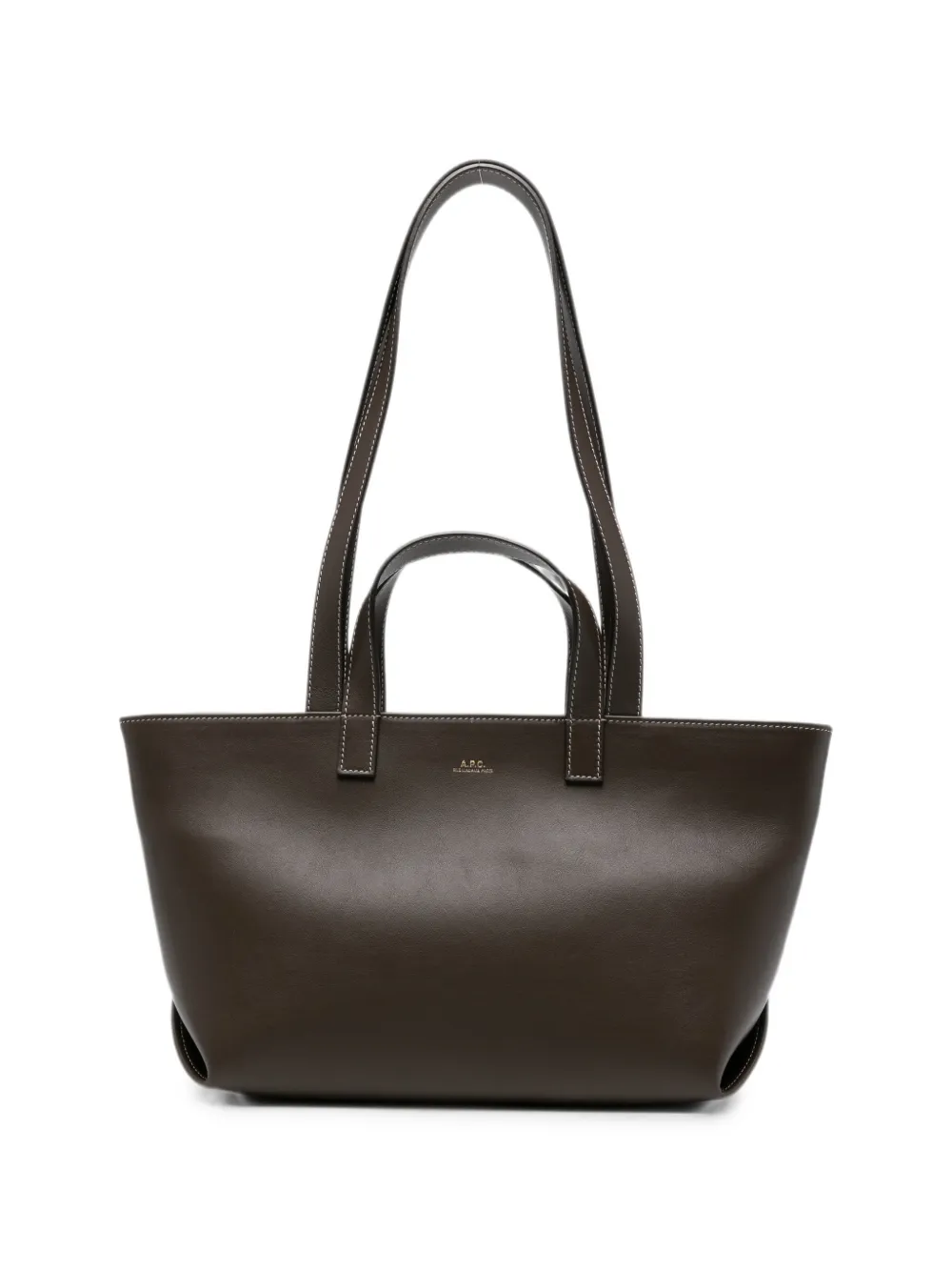 A.P.C. small Drummer logo-print leather tote bag - Marrone