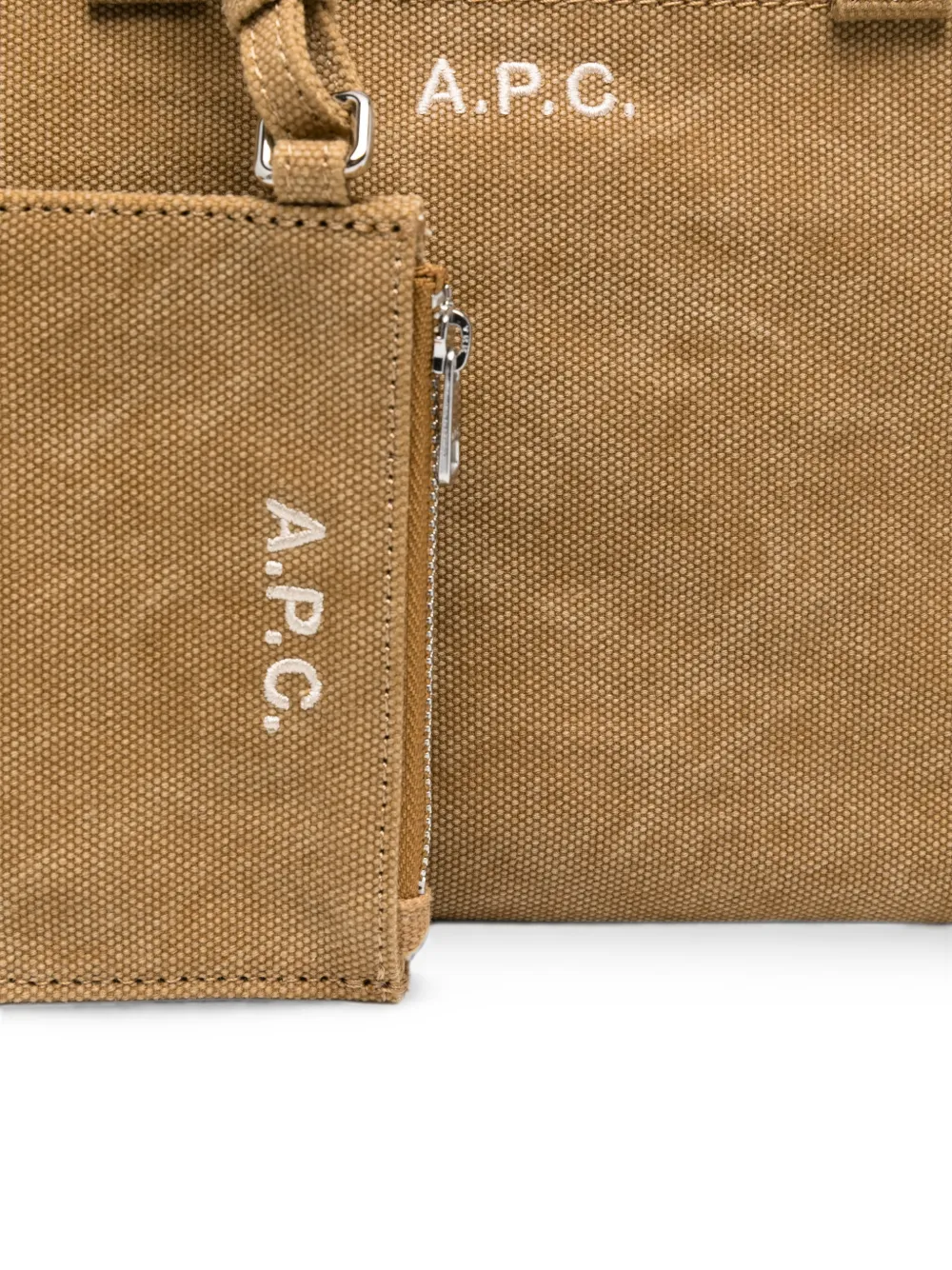 A.P.C. Kleine Le Drummer canvas shopper met geborduurd logo Beige
