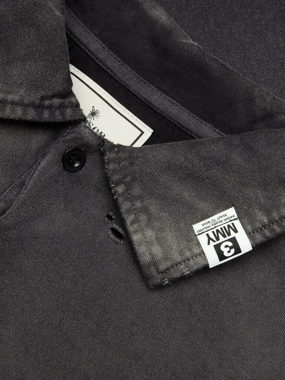 Maison MIHARA YASUHIRO Sun Faded L S poloshirt Zwart