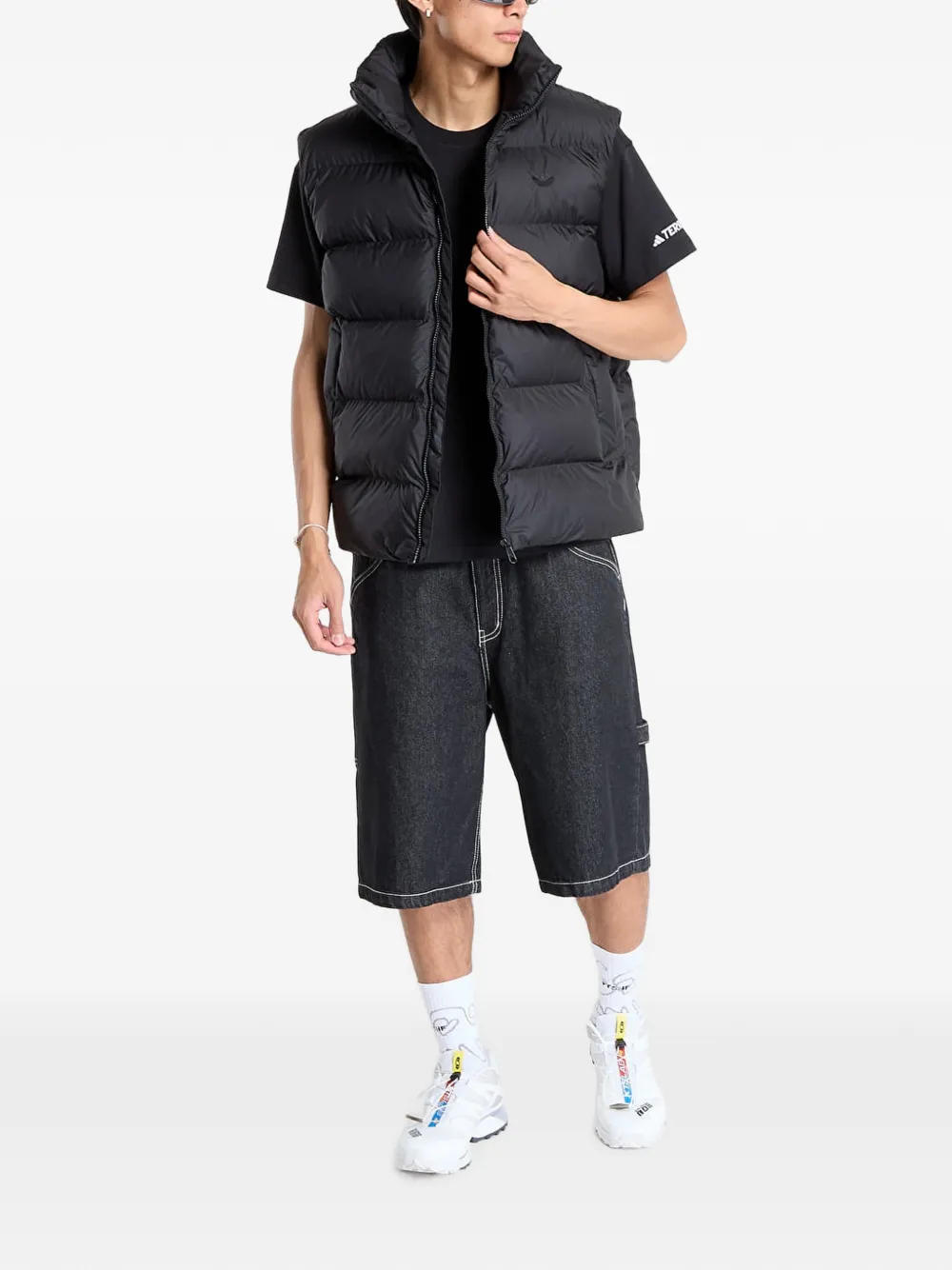adidas tonal puffer vest Zwart