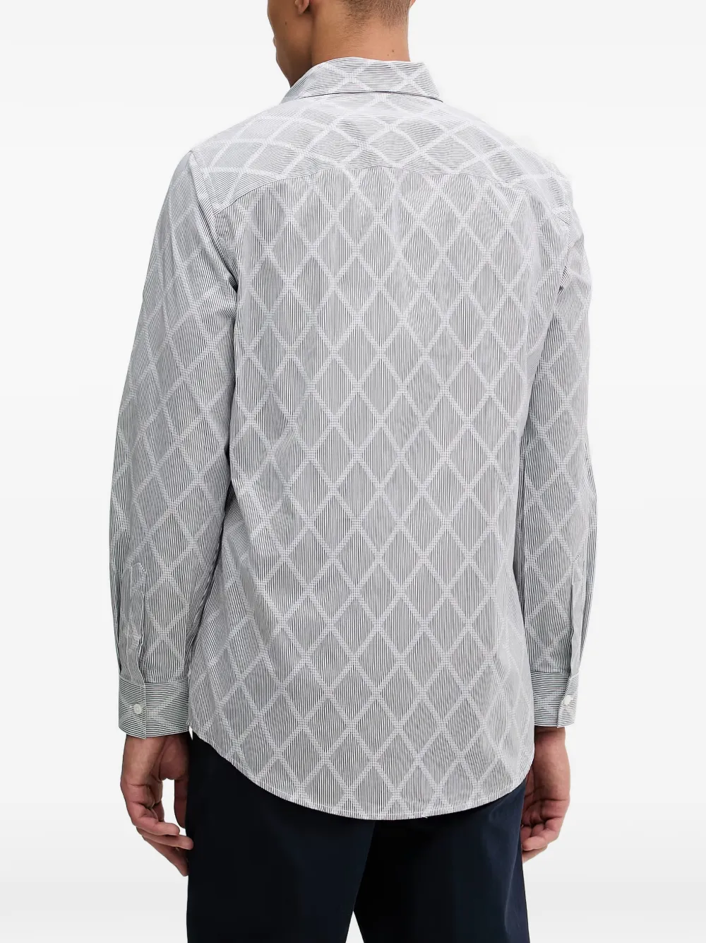 Armani Exchange Gestreept overhemd met diamantpatroon Grijs