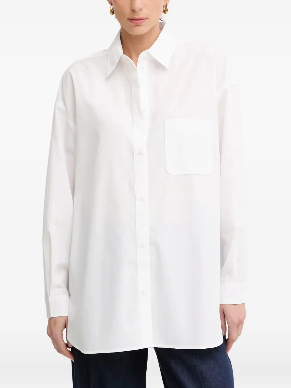 Armani Exchange oversized patch-pocket long-sleeve shirt - Weiß