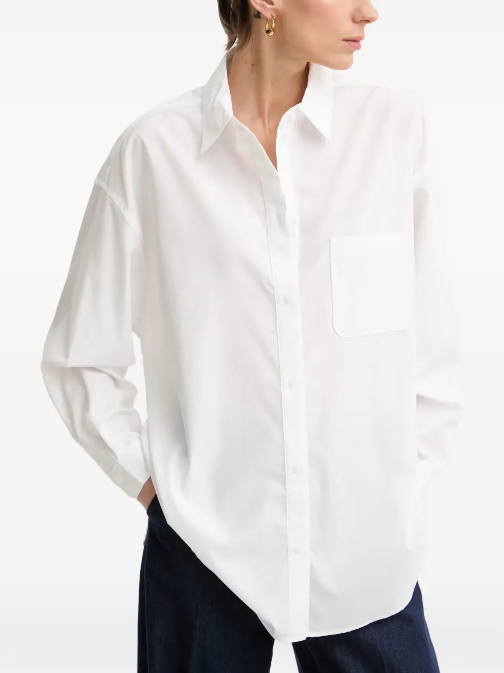 Armani Exchange Oversized blouse met opgestikte zak en lange mouwen Wit
