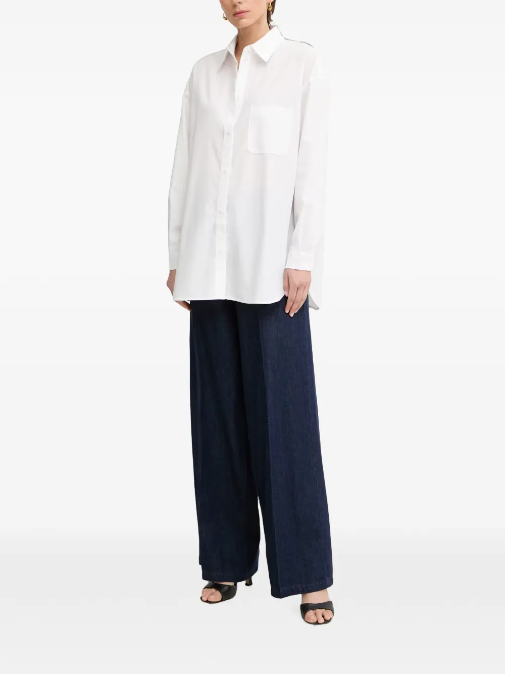 Armani Exchange Oversized blouse met opgestikte zak en lange mouwen Wit