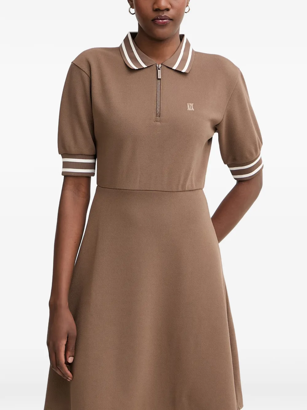 Armani Exchange Abito midi con ricamo - Marrone