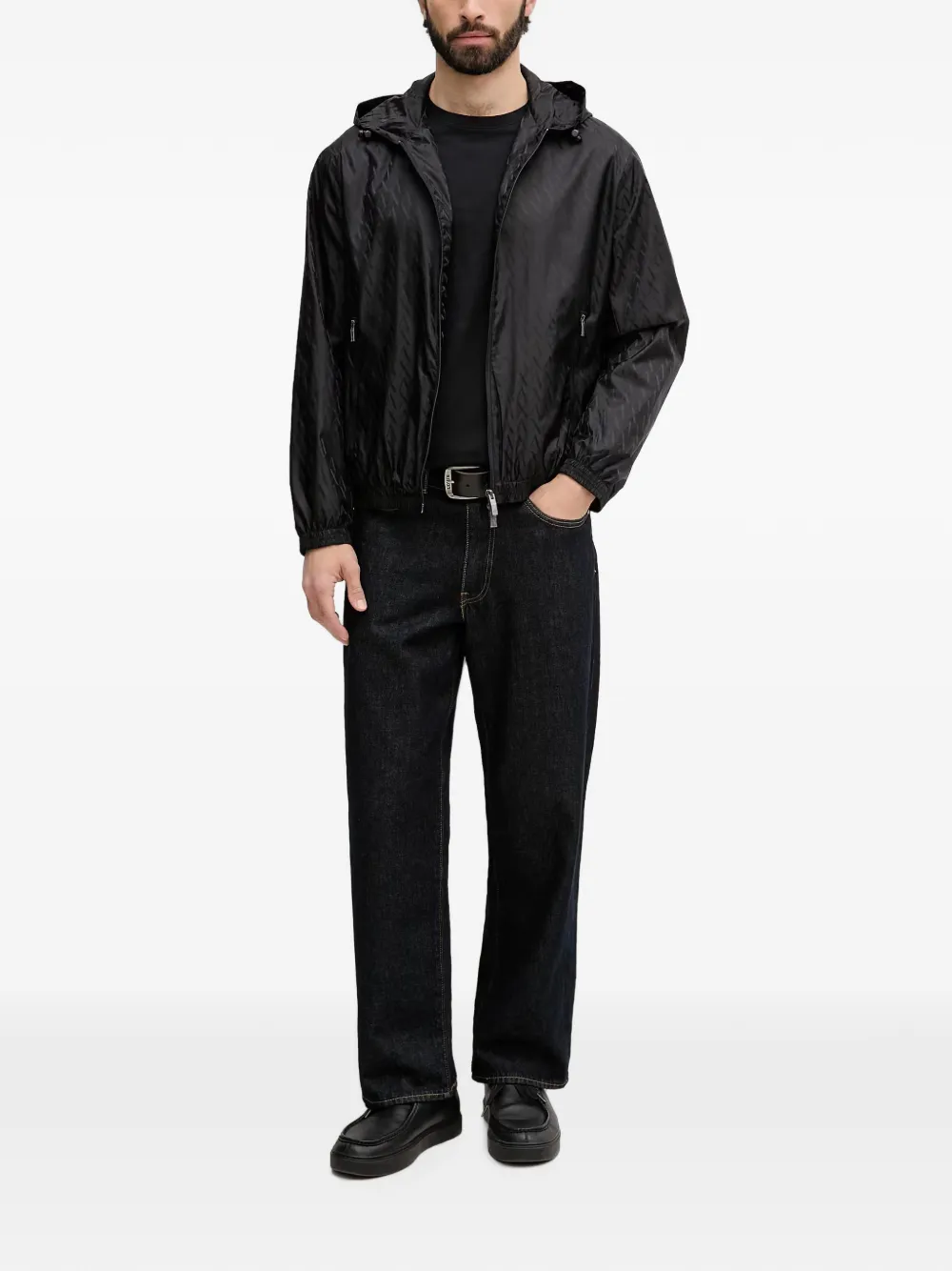 Armani Exchange Lichtgewicht jack met capuchon en logo-monogram Zwart
