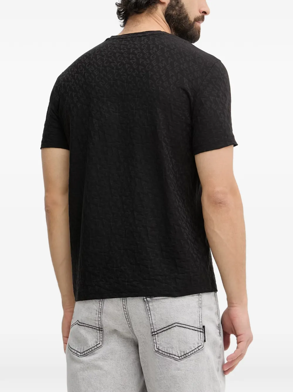 Armani Exchange T-shirt met all-over logoprint Zwart