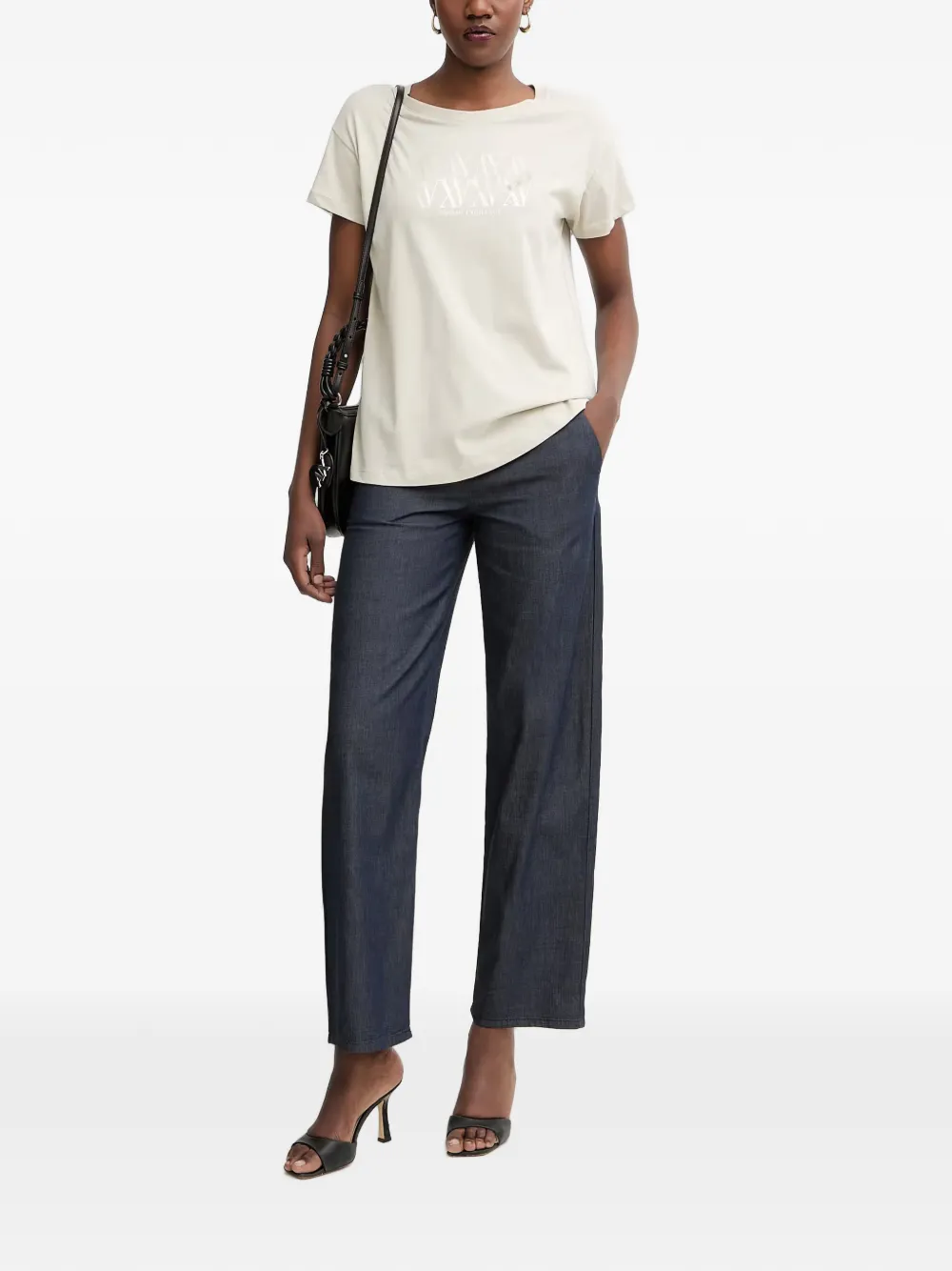 Armani Exchange T-shirt met logoprint Beige