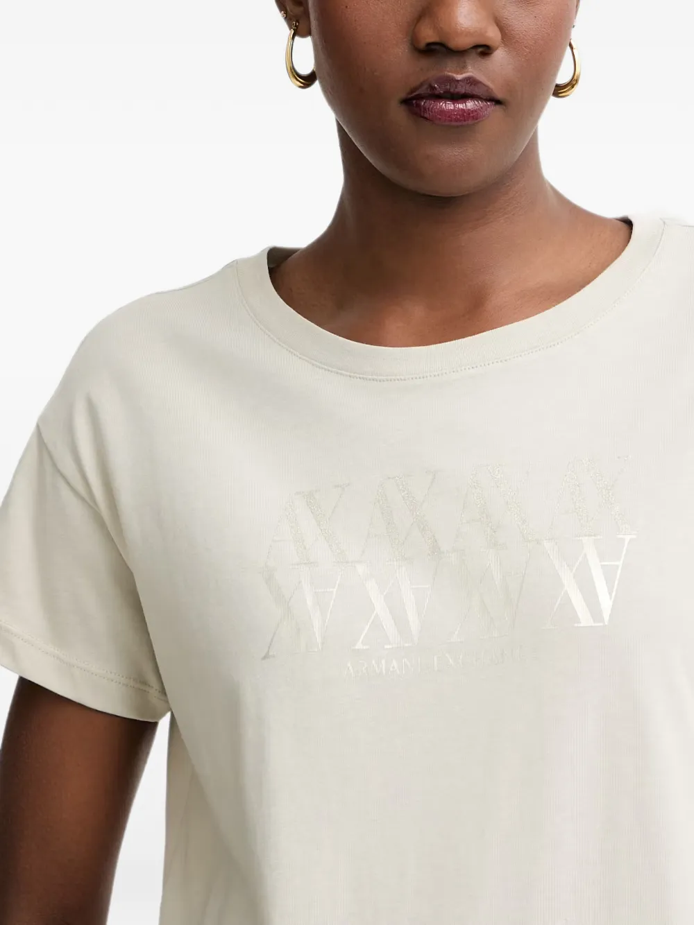 Armani Exchange T-shirt met logoprint Beige
