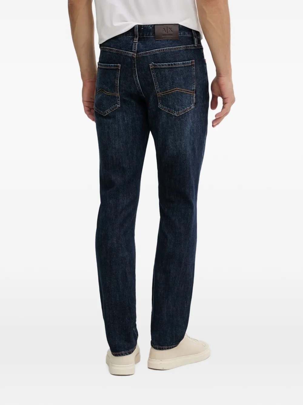 Armani Exchange Slim-fit jeans met geborduurd logo Blauw