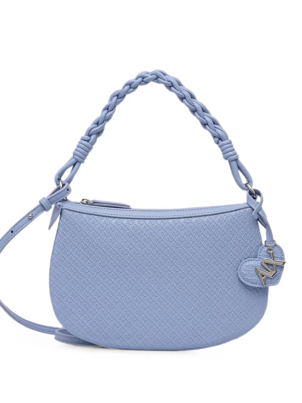 Armani Exchange mini monogram-embossed braided-handle shoulder bag - Blu