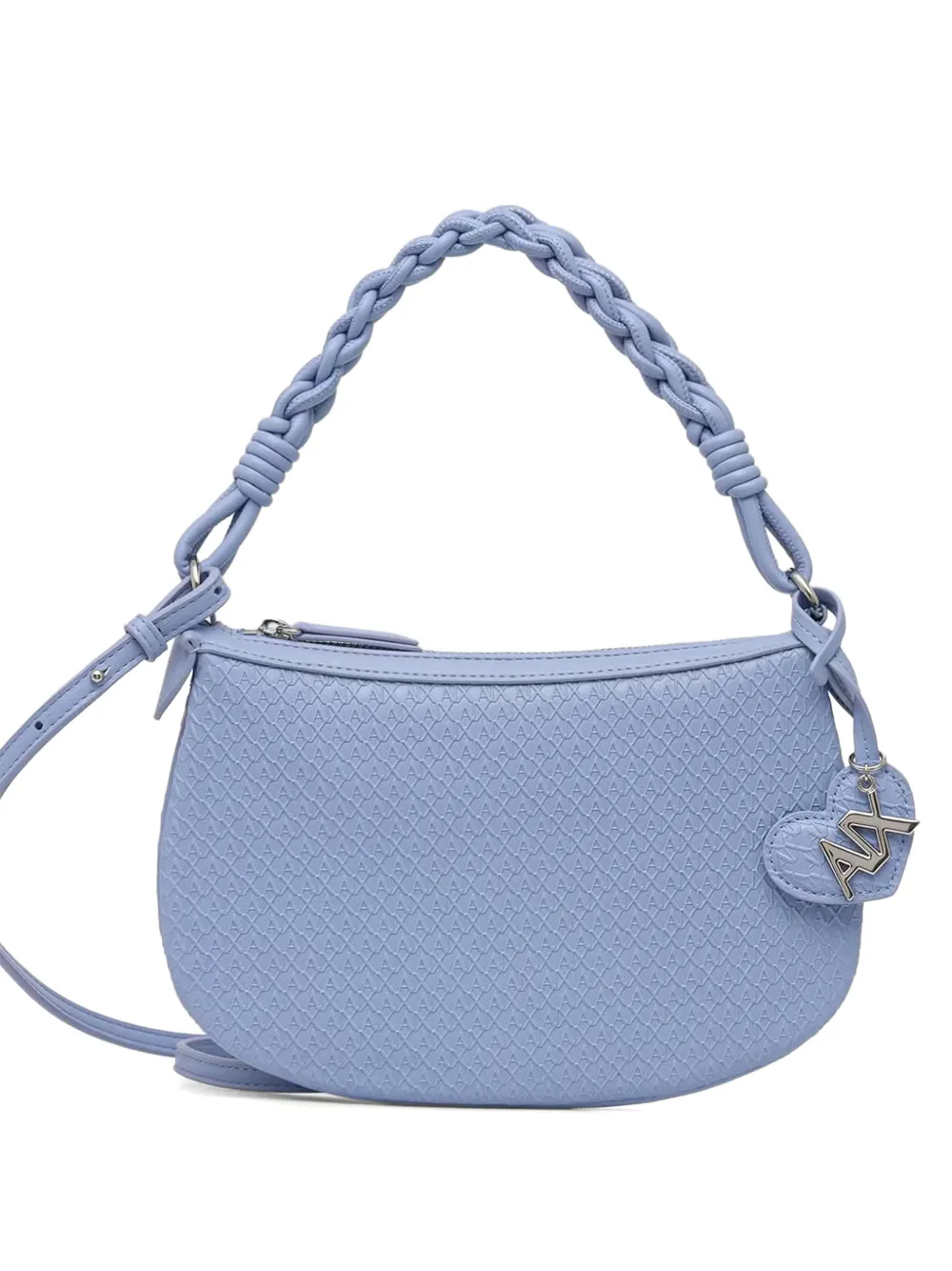 Armani Exchange mini monogram-embossed braided-handle shoulder bag - Blu