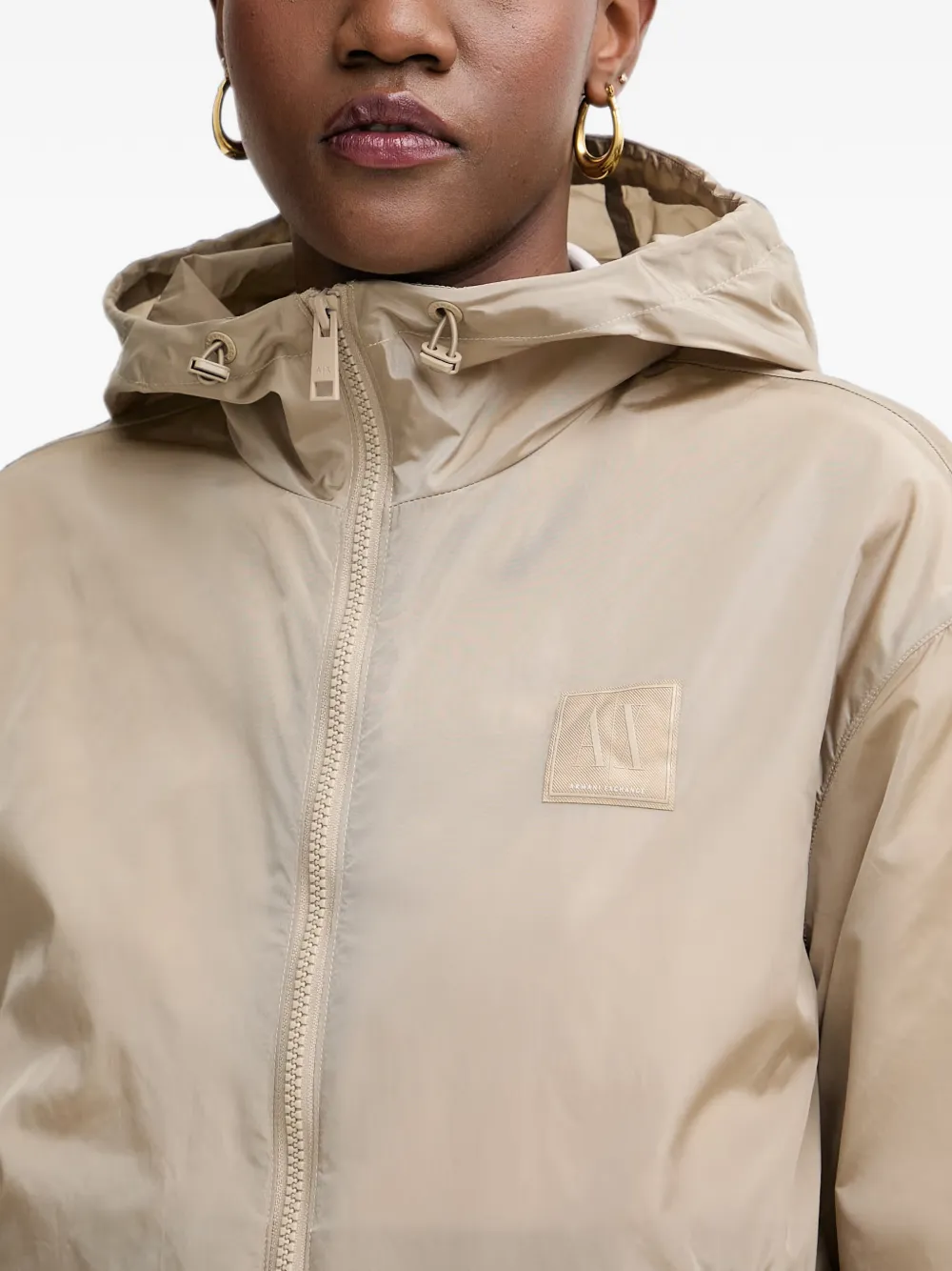 Armani Exchange Jack met capuchon en logopatch Beige