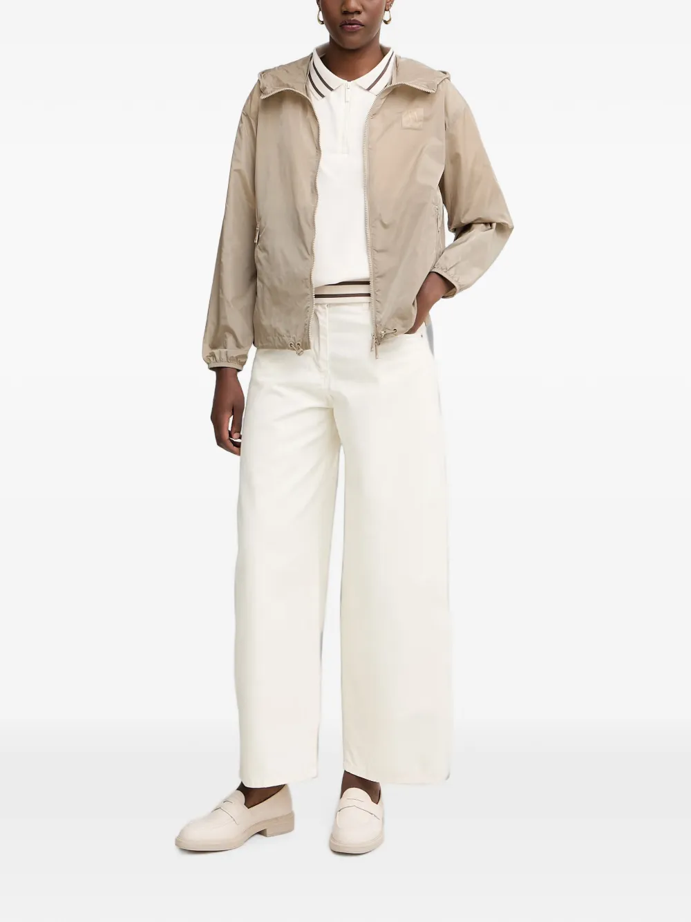 Armani Exchange Jack met capuchon en logopatch Beige