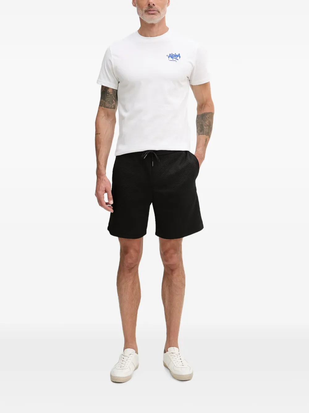 Armani Exchange logo-jacquard track shorts - Nero