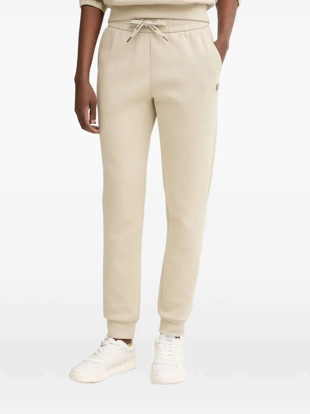 Armani Exchange logo-patch drawstring track pants - Toni neutri