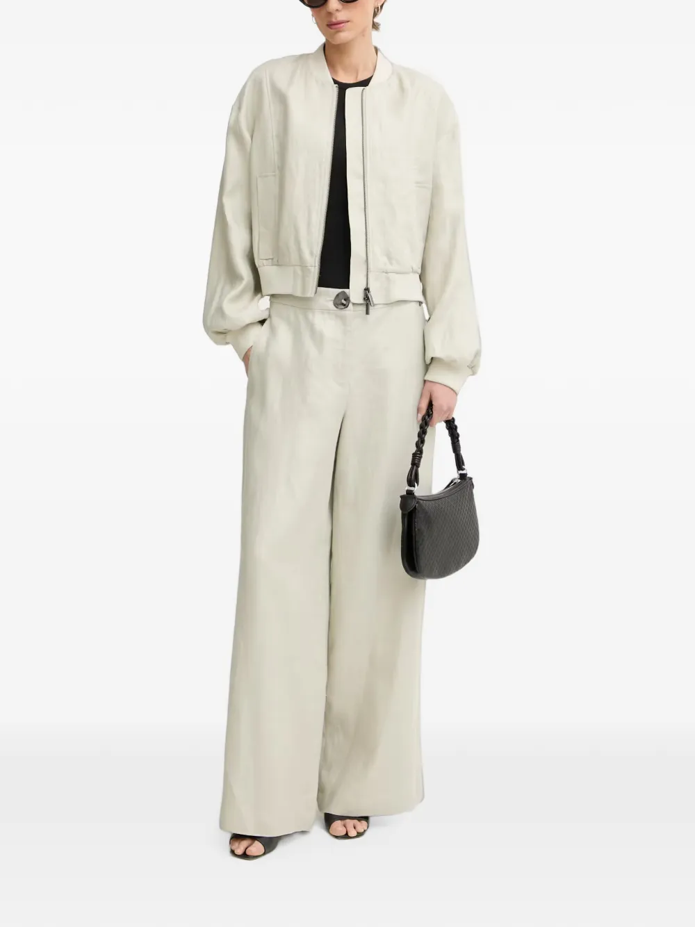 Armani Exchange Oversized linnen twill bomberjack Beige