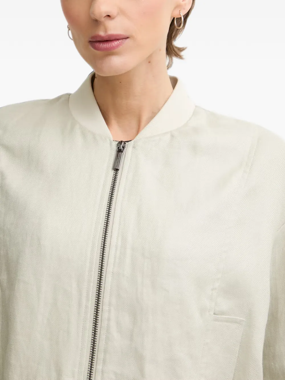 Armani Exchange Oversized linnen twill bomberjack Beige