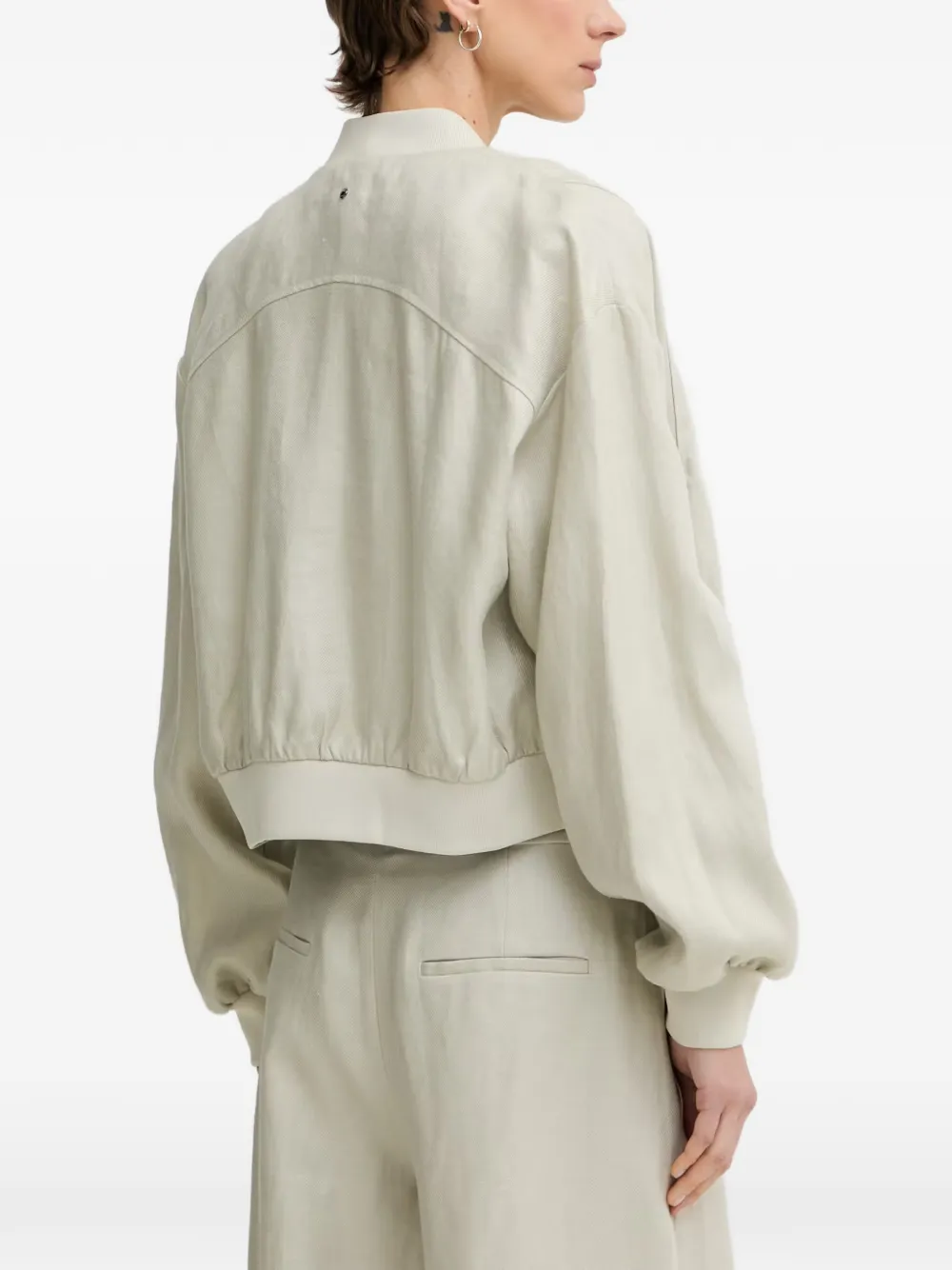 Armani Exchange Oversized linnen twill bomberjack Beige