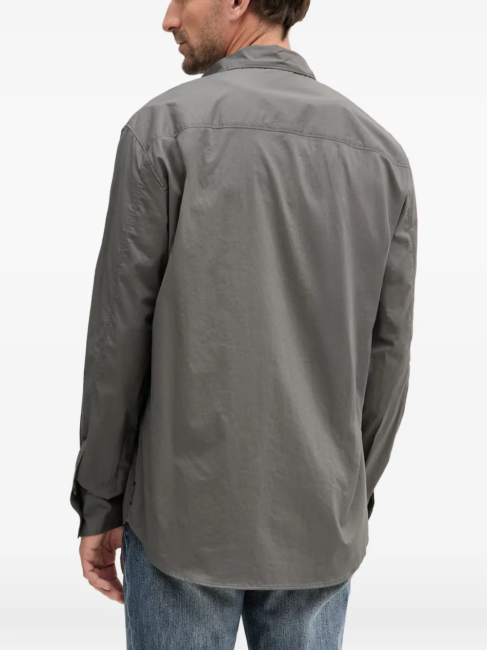 Armani Exchange Overhemd met geborduurd logo en borstzak Grijs