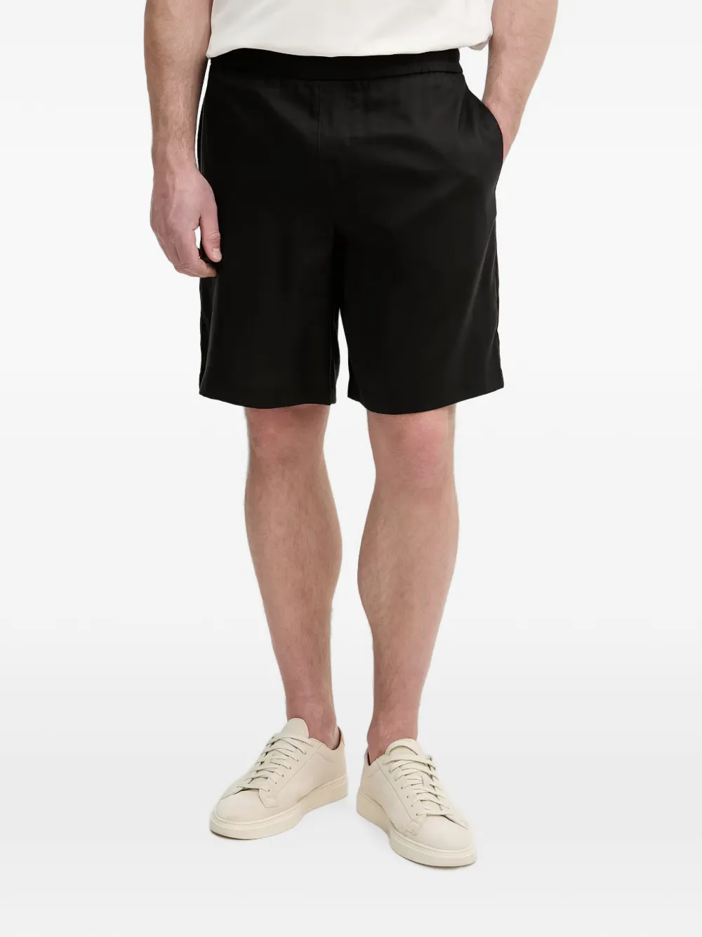 Armani Exchange logo-plaque elasticated-waist shorts - Nero
