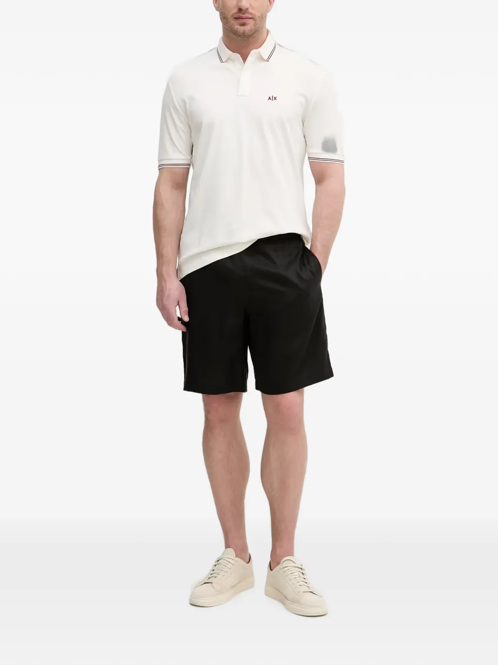 Armani Exchange Shorts met elastische taille en logo-plakkaat Zwart