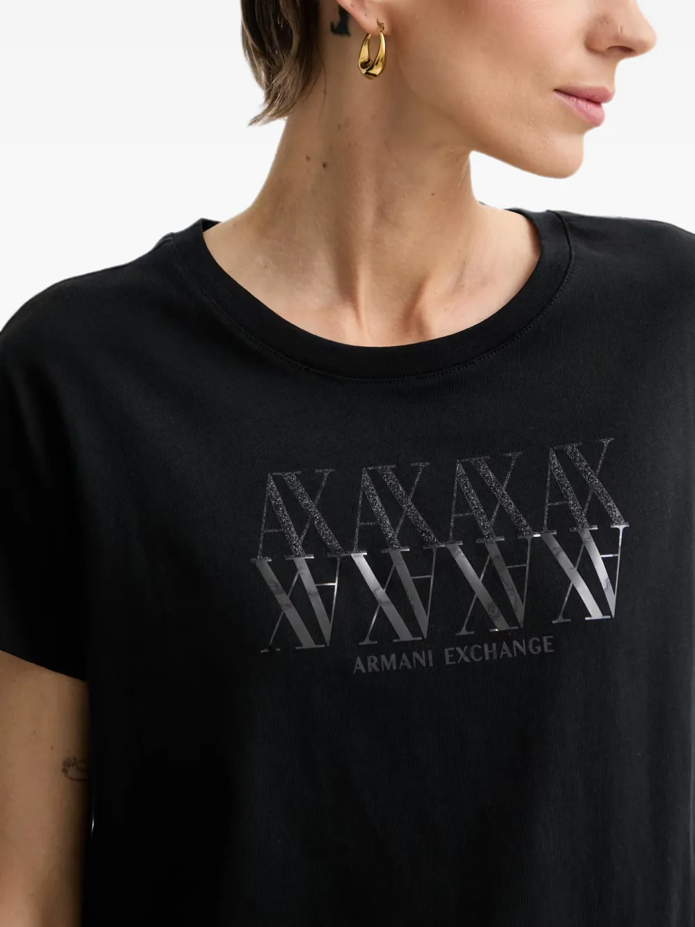 Armani Exchange T-shirt met logoprint Zwart