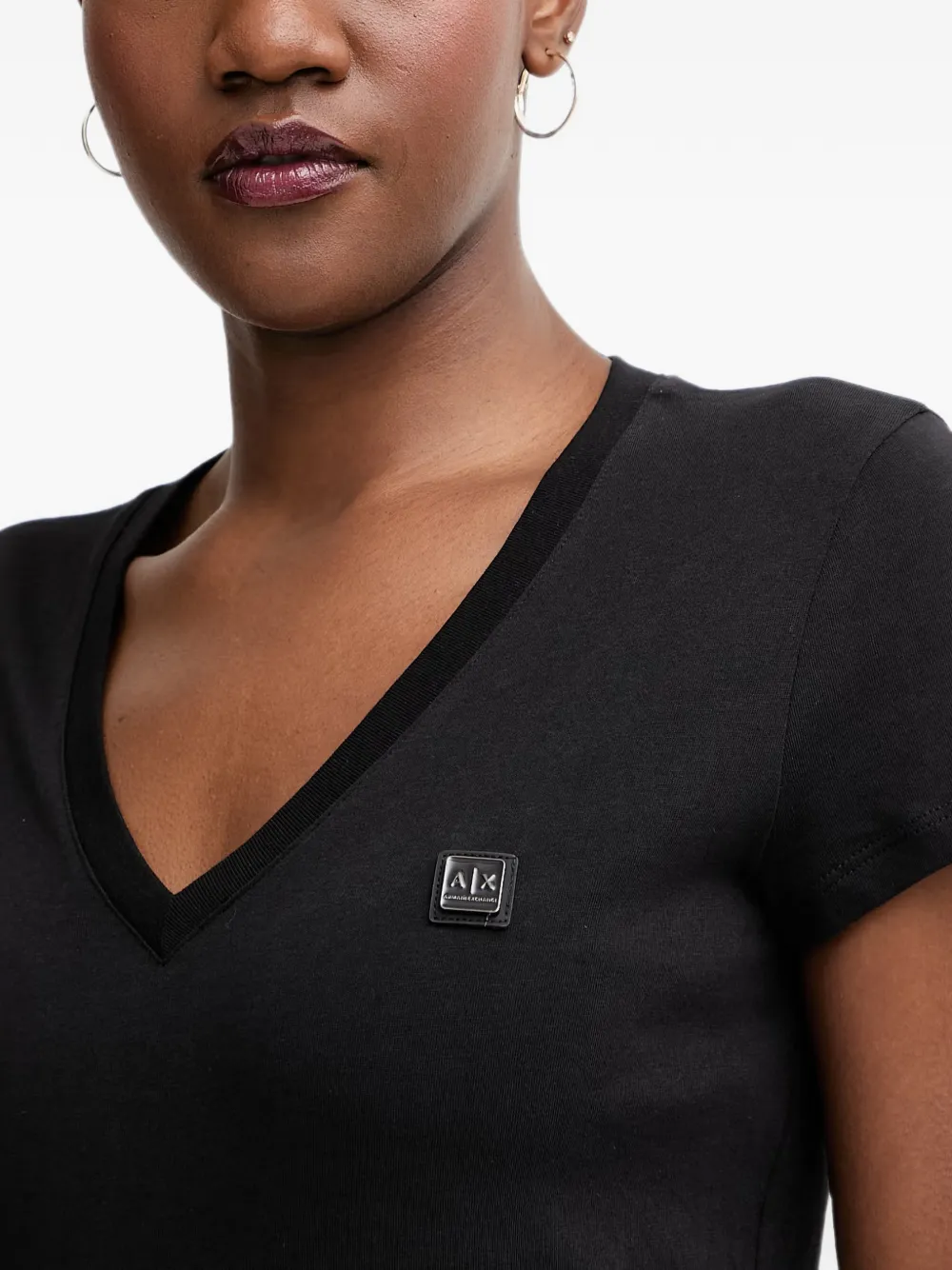 Armani Exchange T-shirt met V-hals Zwart