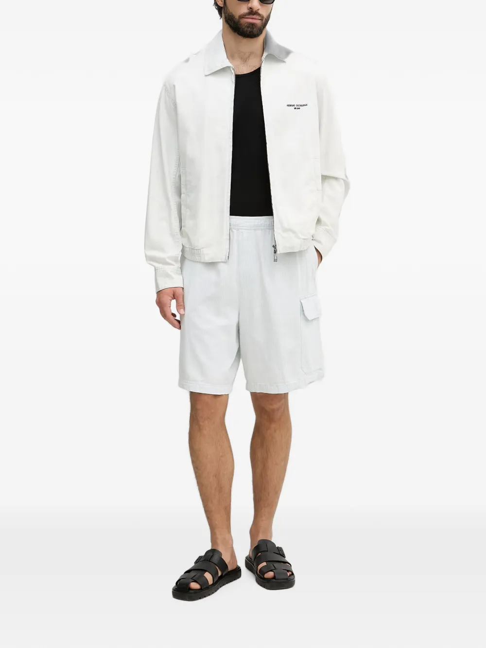 Armani Exchange Jack met geborduurd logo en rits Wit
