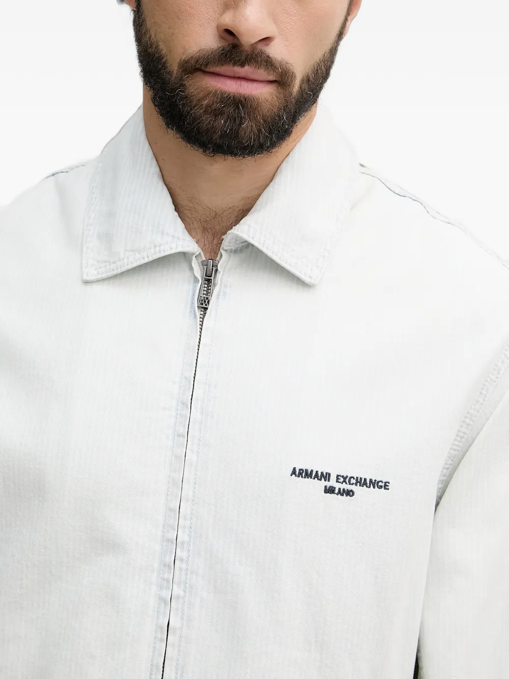 Armani Exchange Jack met geborduurd logo en rits Wit