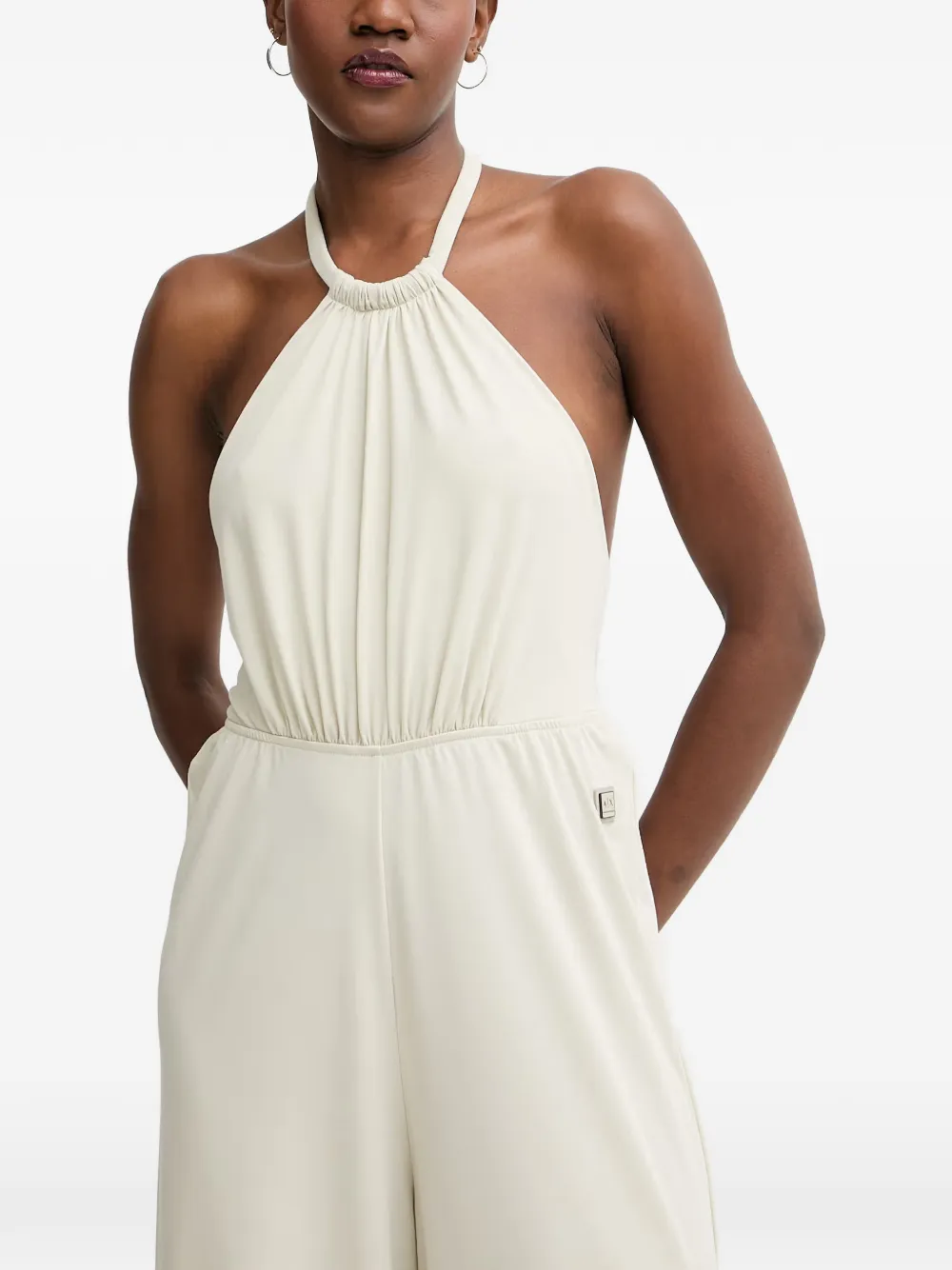 Armani Exchange sleeveless halterneck jumpsuit - Nude