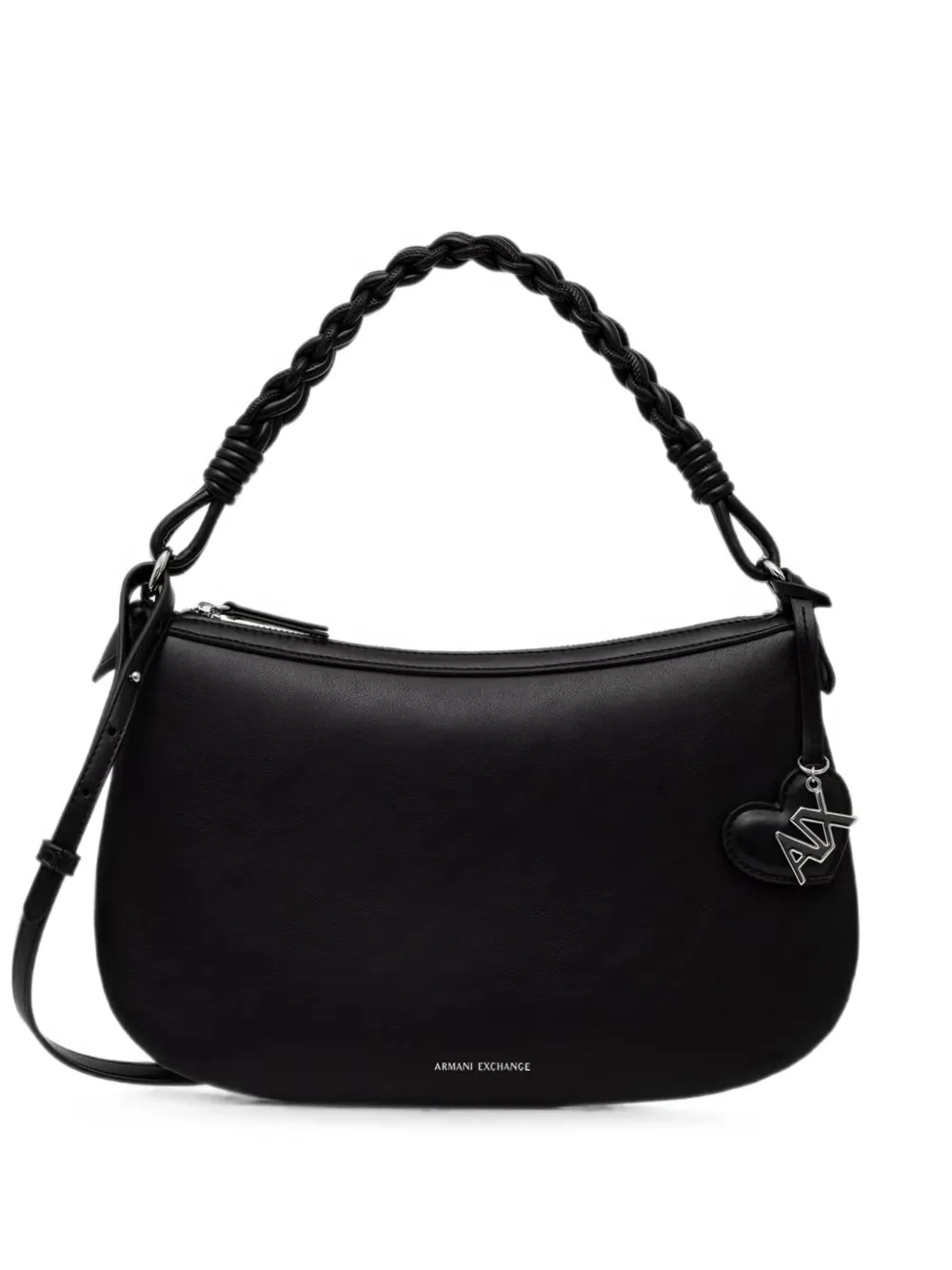 Armani Exchange braided-handle heart-charm shoulder bag - Nero