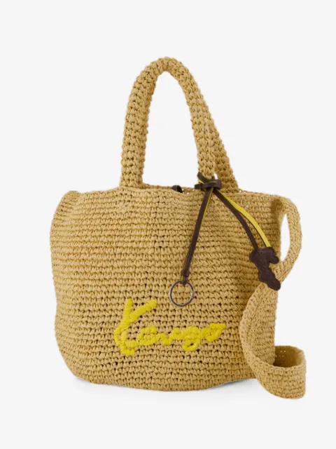 Kenzo petit sac cabas en raphia à logo brodé