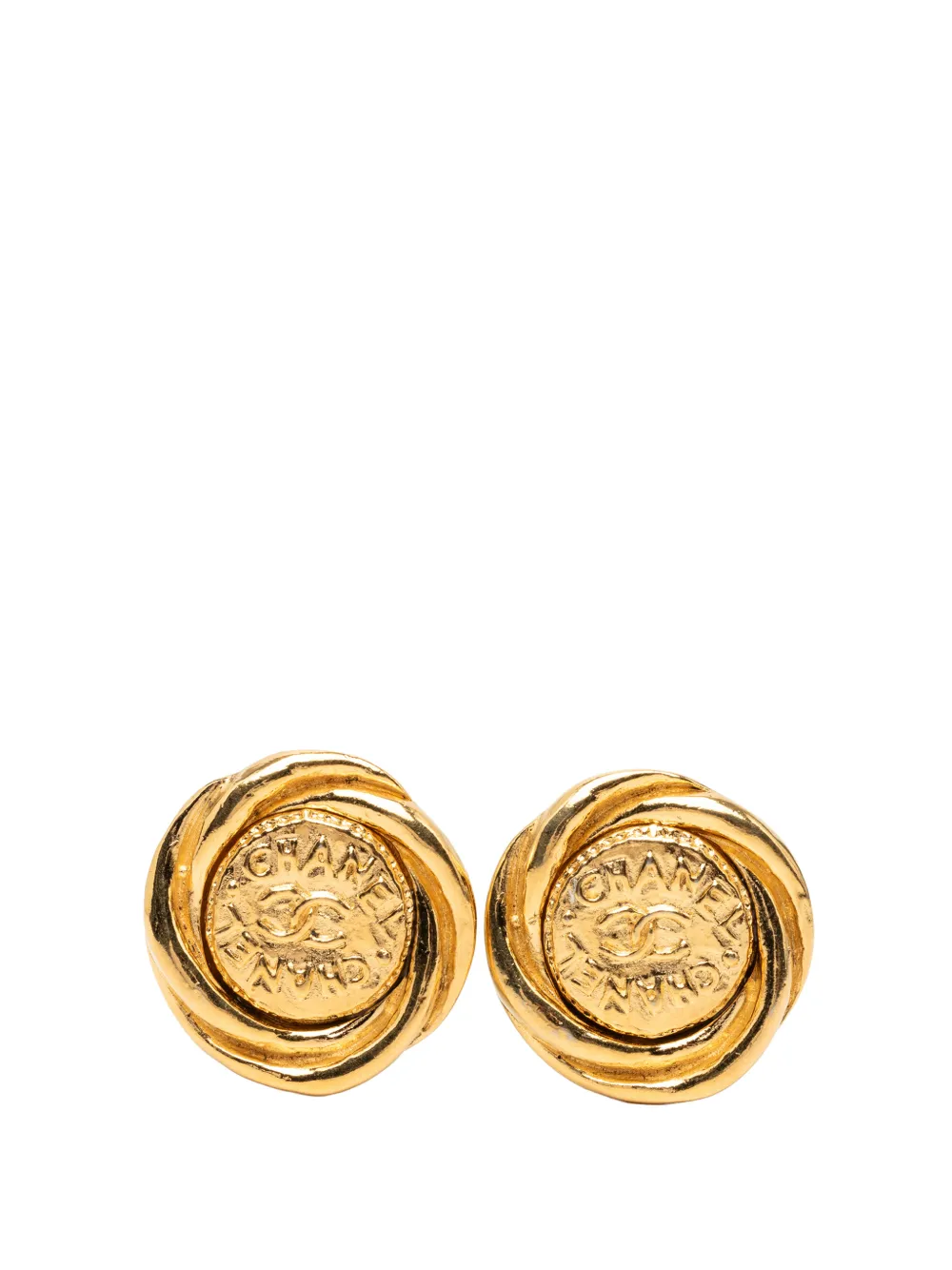 CHANEL Pre-Owned Orecchini tondi CC a clip con placcatura oro 1980-1990