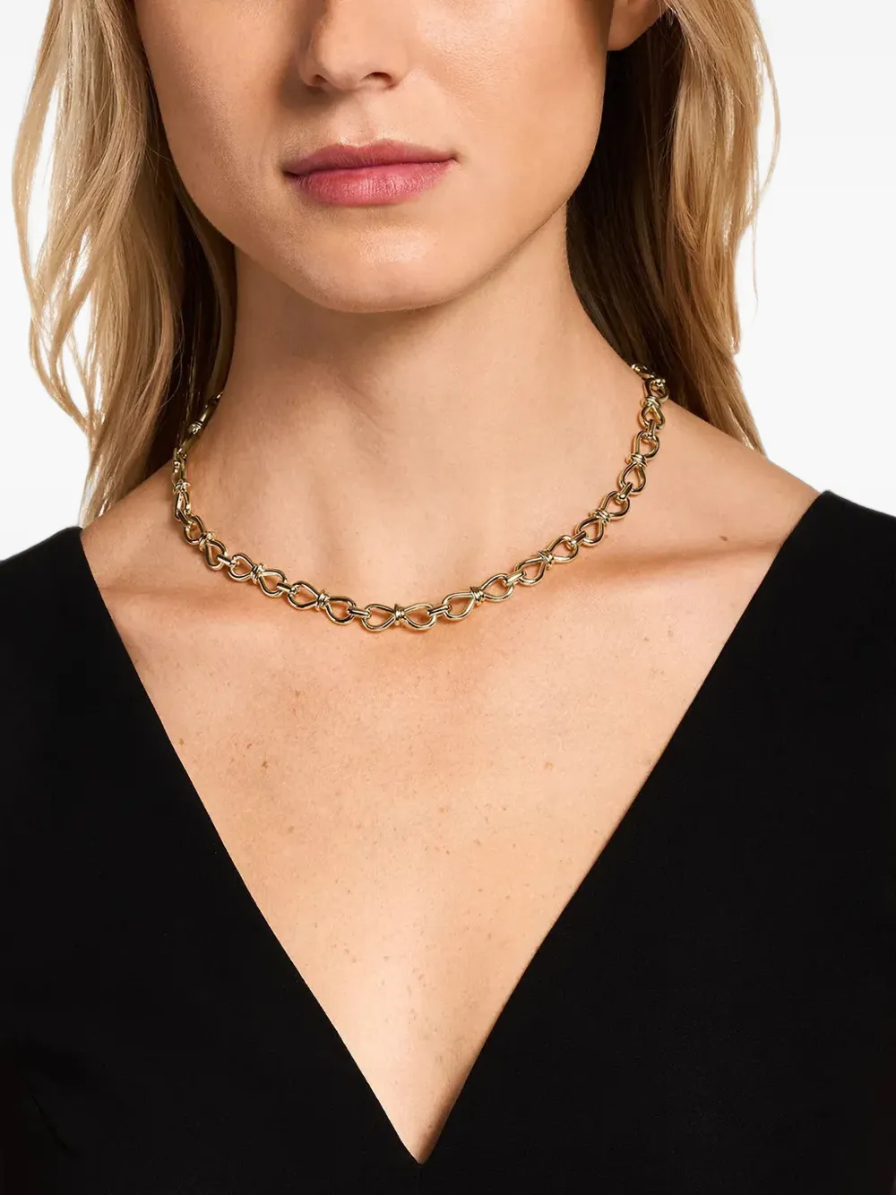 Emporio Armani Bow-link Necklace in Gold, view 2
