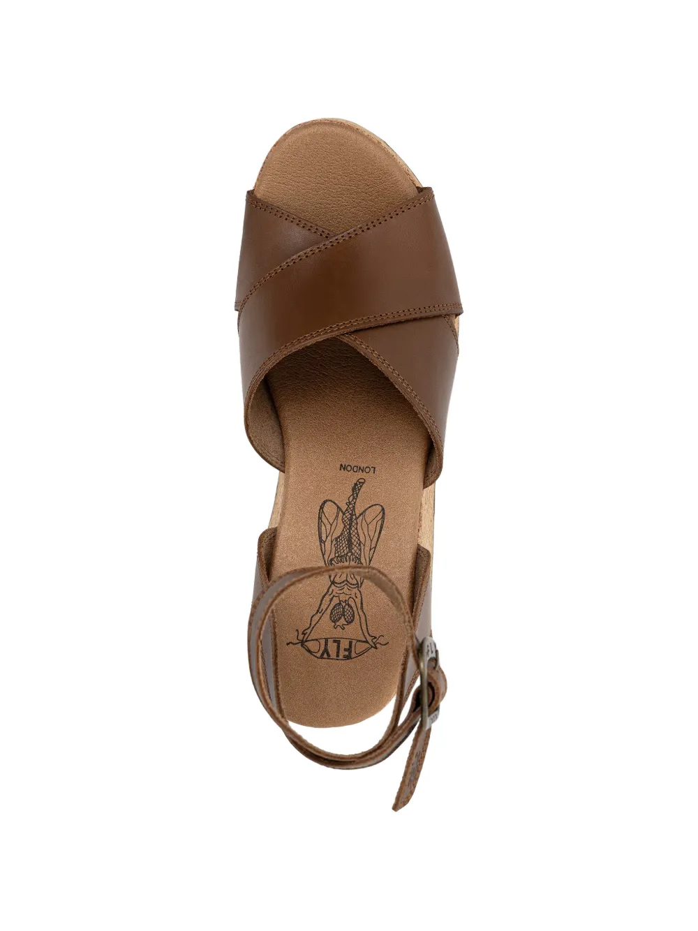 Fly London cork-wedge leather sandals Bruin