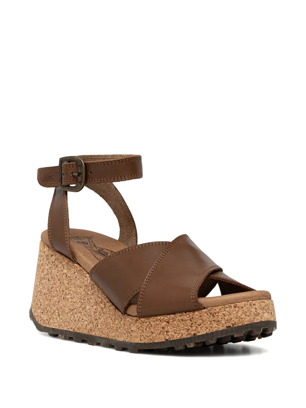 Fly London cork-wedge leather sandals Bruin