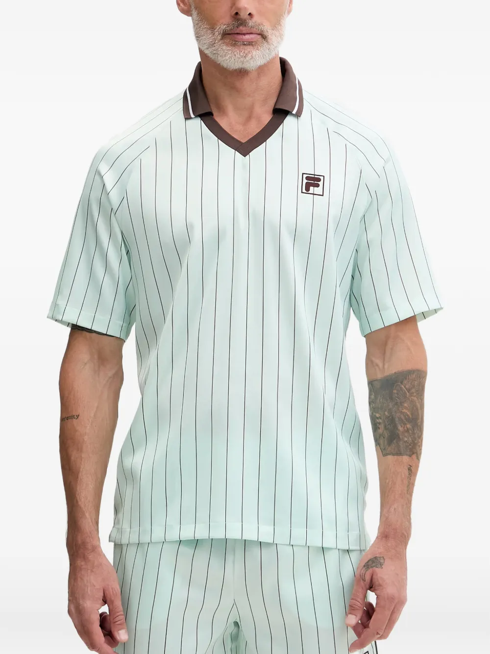 Fila Coverciano pinstripe-print raglan-sleeve T-shirt