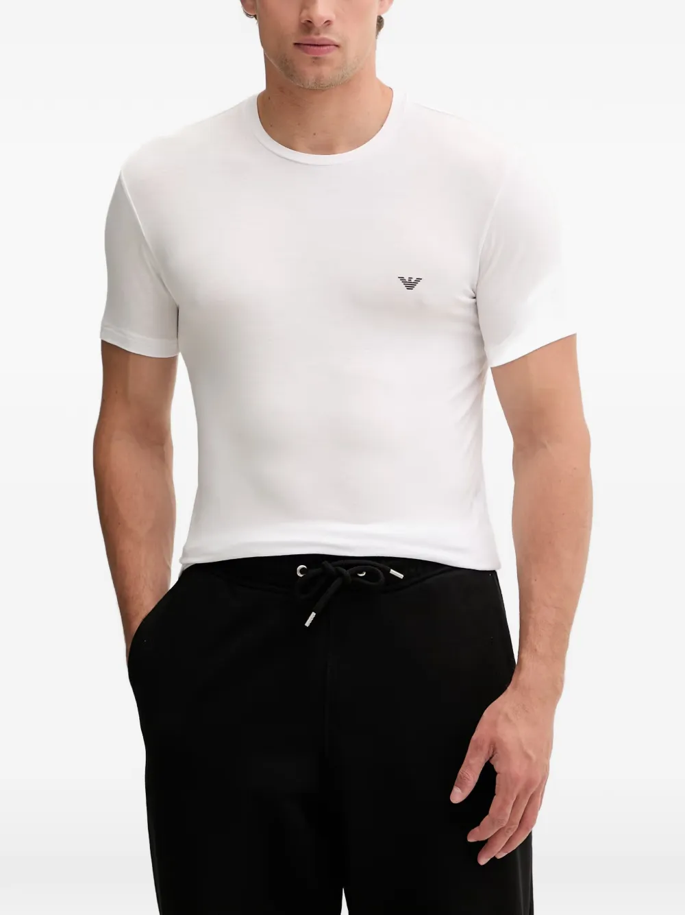 Emporio Armani two-pack of loungewear t-shirts in soft-touch viscose - Bianco