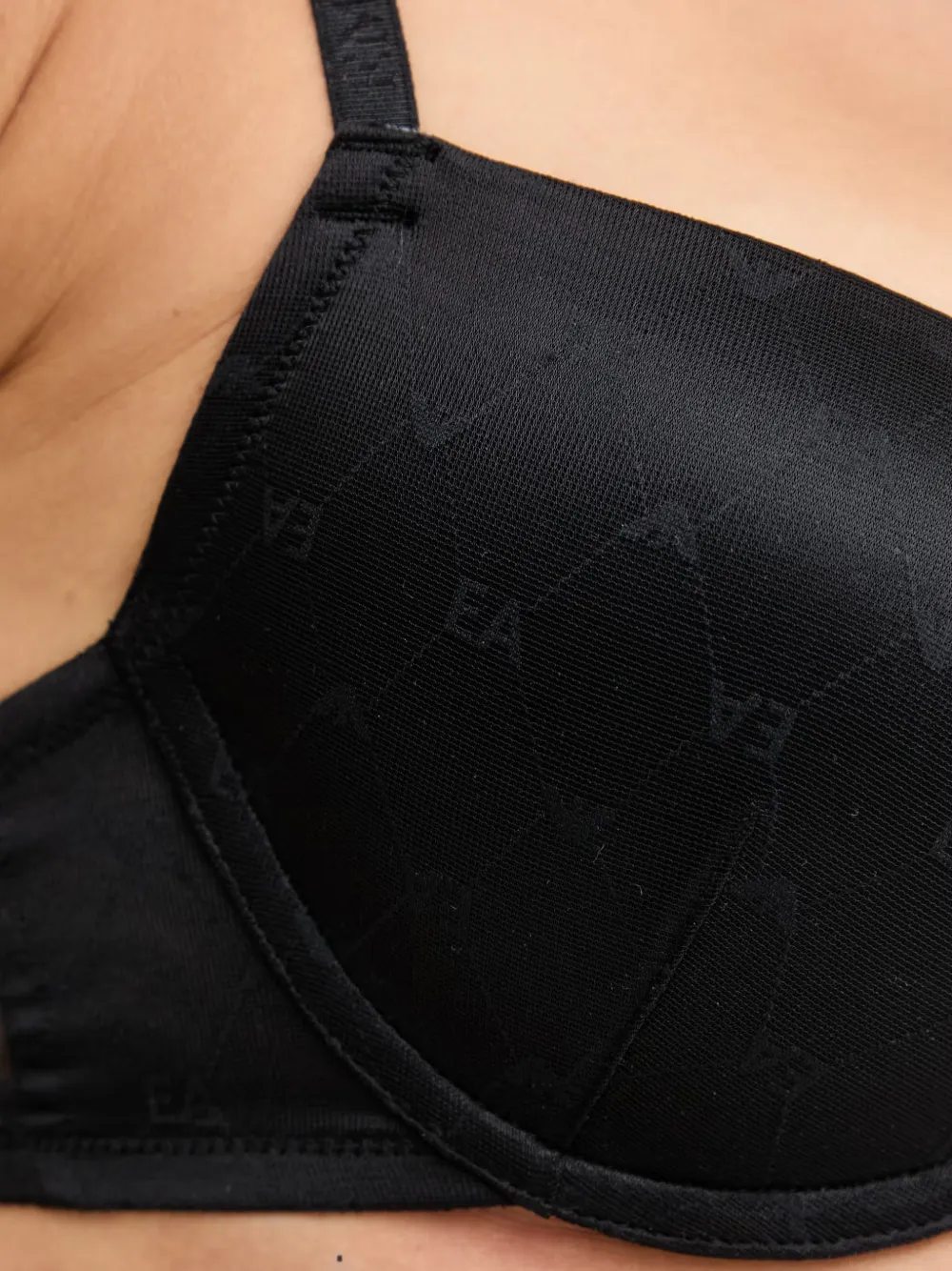 Emporio Armani Push-up bh van gerecycled mesh met adelaar-logo Zwart