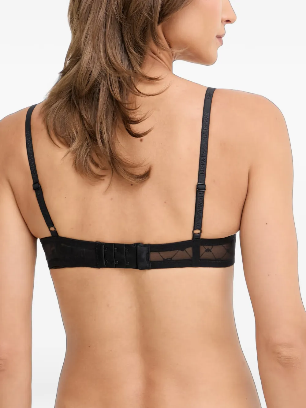 Emporio Armani Push-up bh van gerecycled mesh met adelaar-logo Zwart