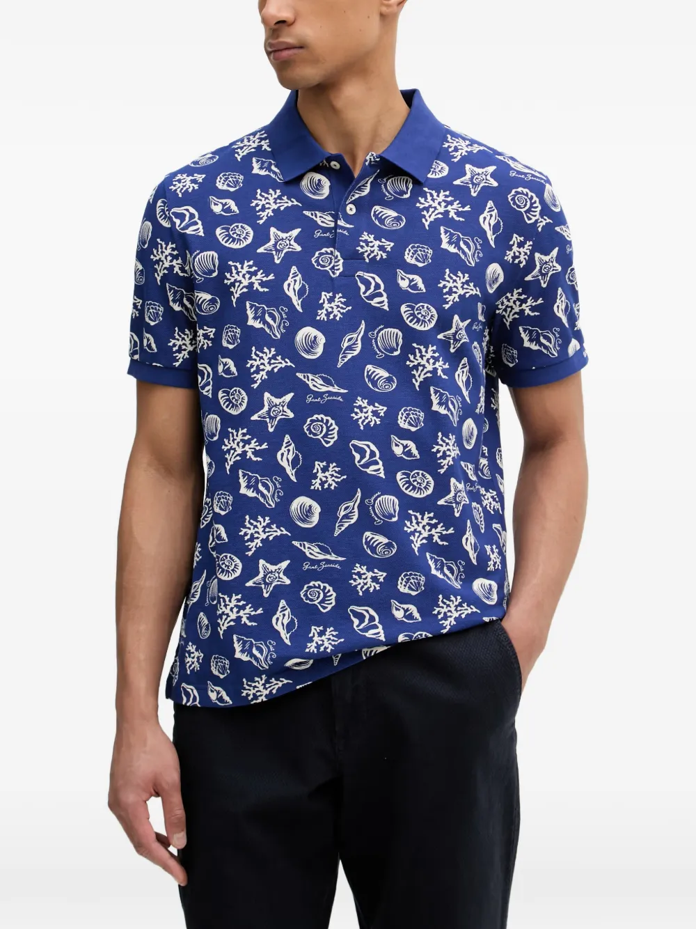 Gant seashell-print polo shirt - Blau