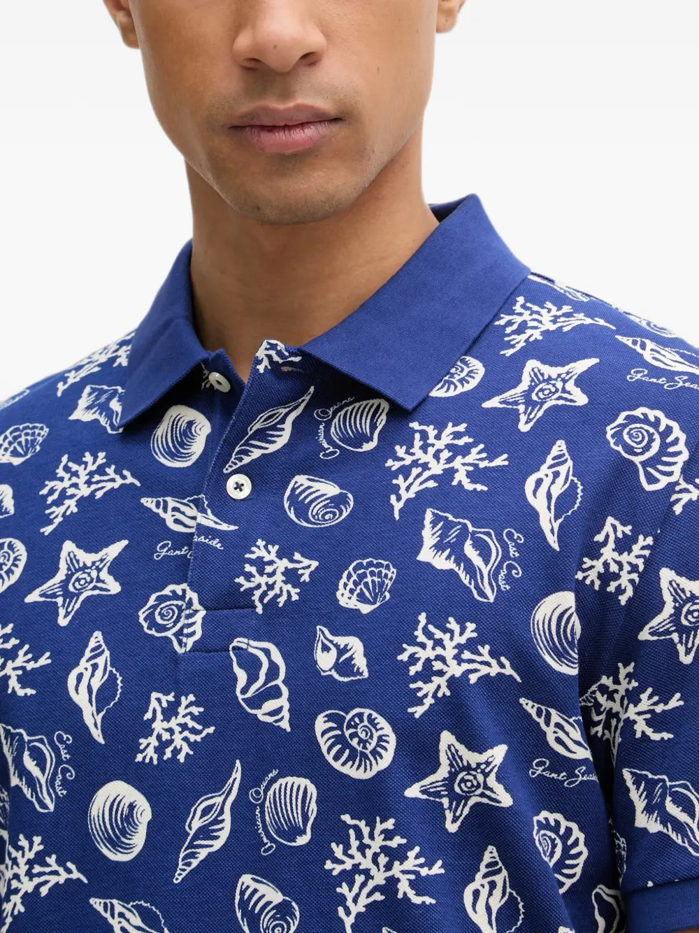 Gant Poloshirt met schelpen-print Blauw