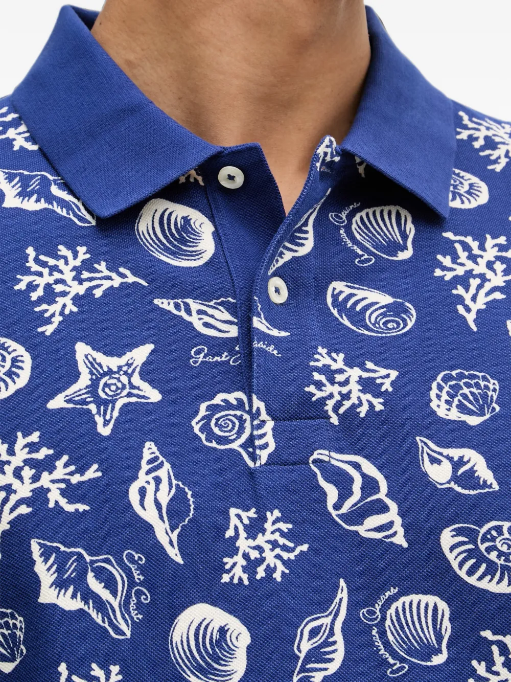 Gant Poloshirt met schelpen-print Blauw