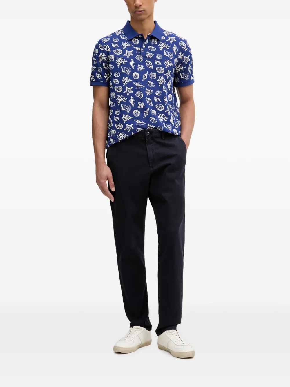 Gant Poloshirt met schelpen-print Blauw