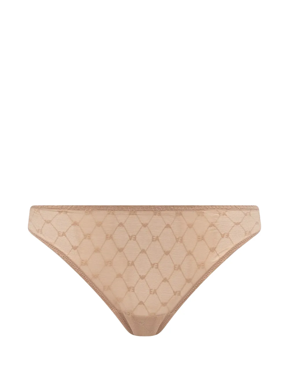 Emporio Armani Twee gerecyclede mesh Braziliaanse slips met all-over Eagle-logo Beige
