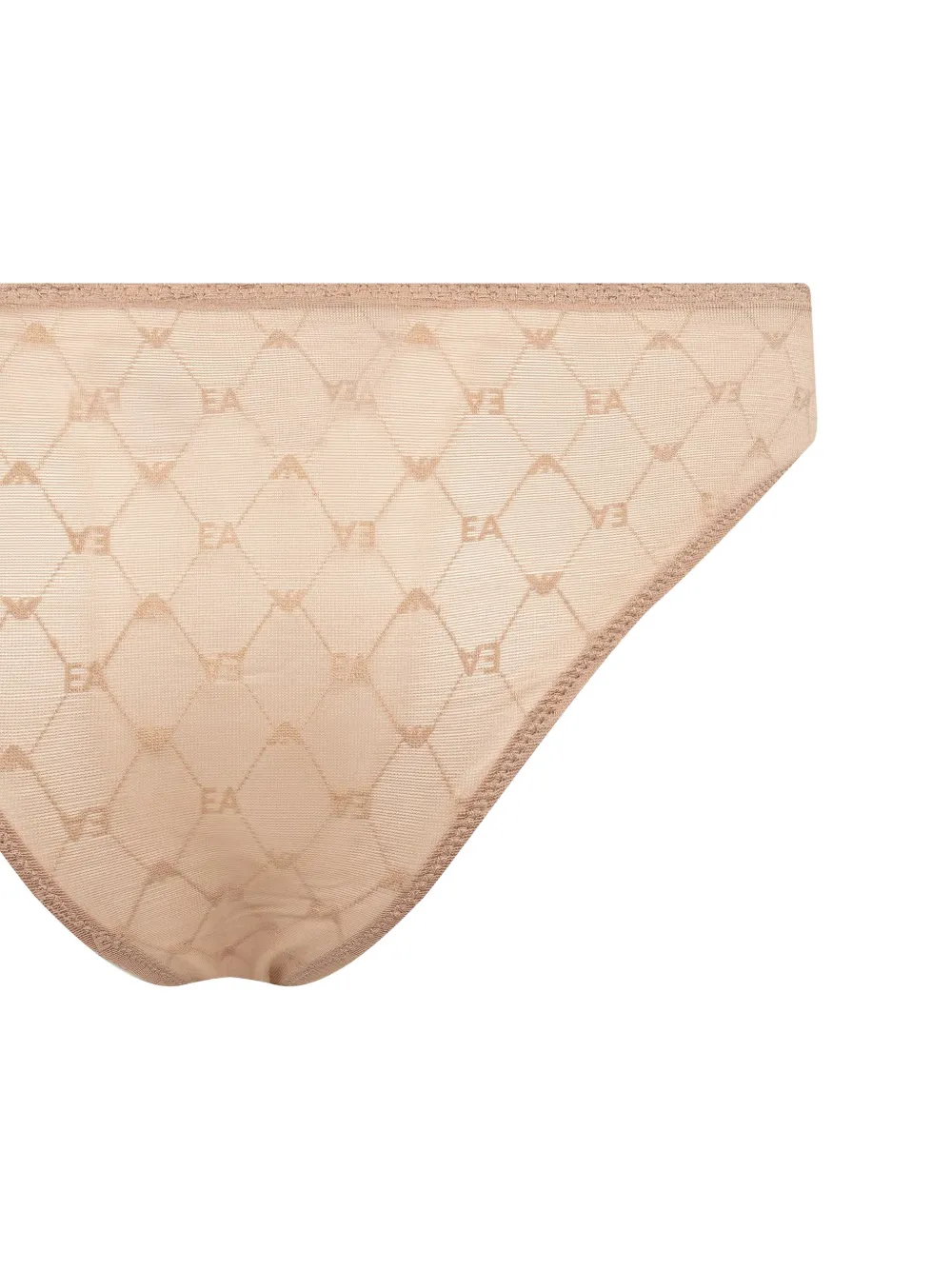 Emporio Armani Twee gerecyclede mesh Braziliaanse slips met all-over Eagle-logo Beige