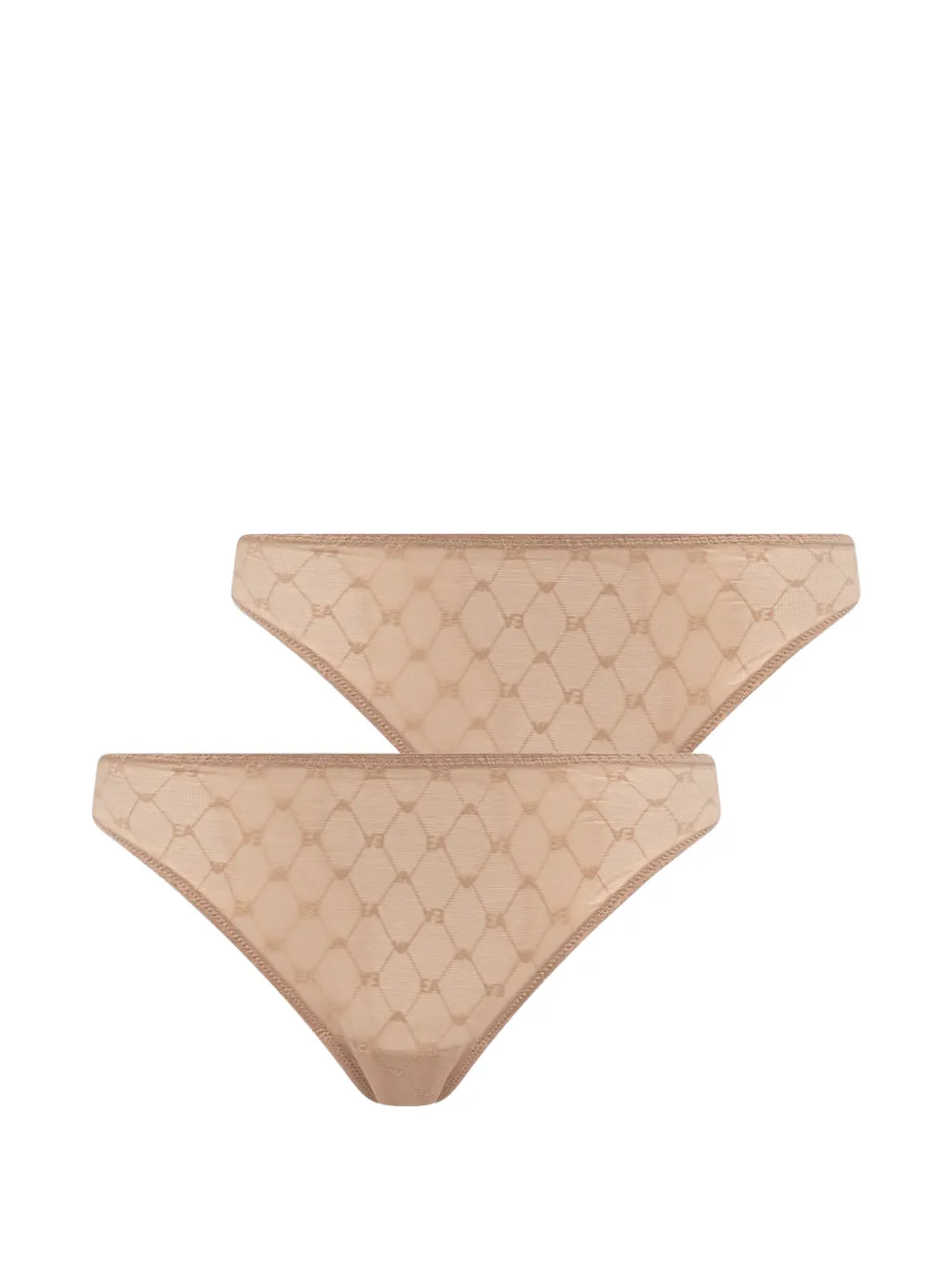 Emporio Armani two-pack of recycled mesh brazilian briefs with all-over eagle logo - Nude