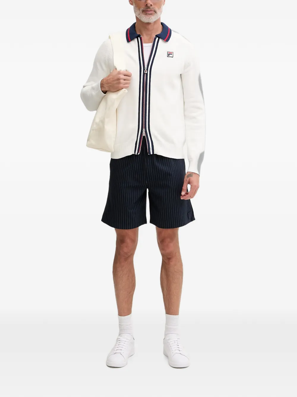 Fila Carraia vest met logo-patch en rits Wit